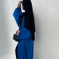 Kimono satiné rayé bleu