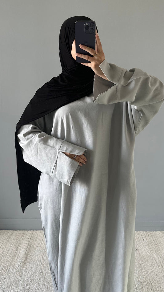 Abaya en Lin GRIS CLAIR