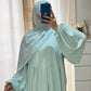 Abaya à zippe vert d’eau claire